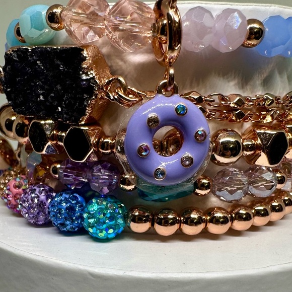 Very RARE Bomb Party Spring Stack ✨SPARKLING DONUT DREAMSICLE✨ 5-Bracelet Stack - Picture 2 of 3